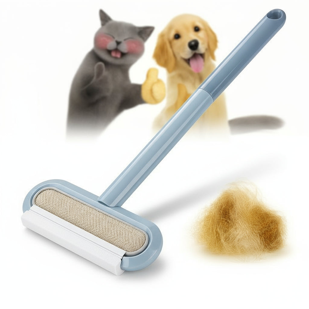 Upgraded Reusable Pet Hair Remover Brush – Extra-Long Handle Lint Cleaner for Dog & Cat Hair, Washable Multi-Surface Tool for Furniture, Bedding, Clothes & Car Interiors